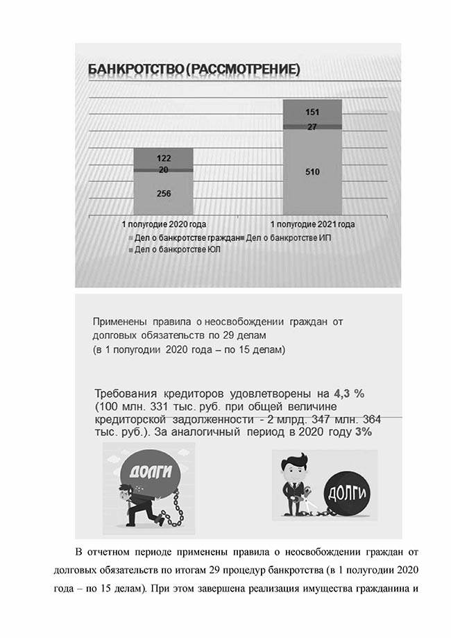 Особенность банкротства в Красняорске , доклад предсдедателя суда